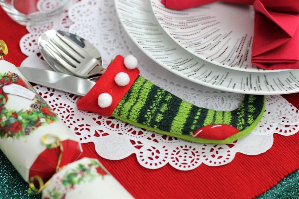 Green & Red Knitted Small Christmas Stocking