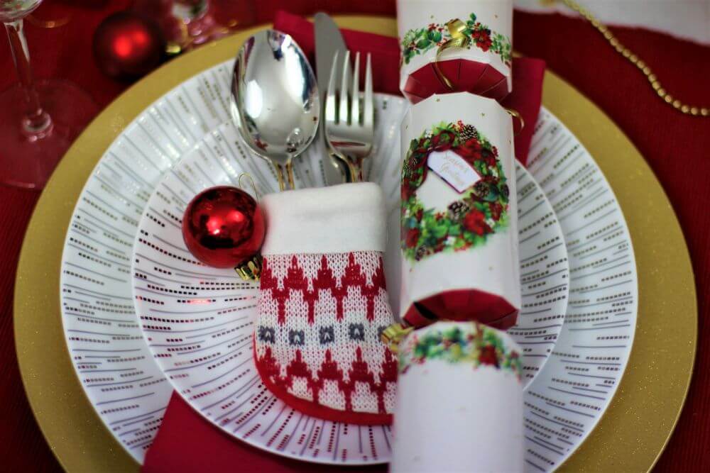 Red, White & Grey Knitted Christmas Stocking