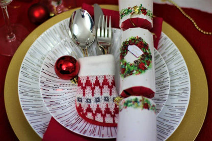 Red, White & Grey Knitted Christmas Stocking
