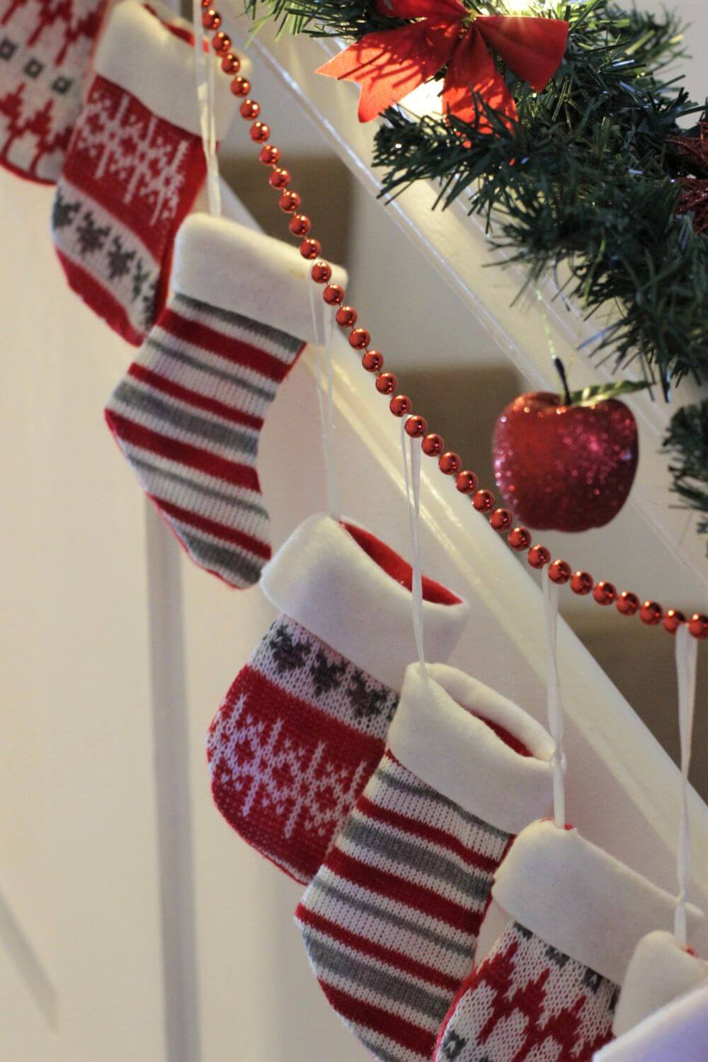 Red & White Knitted Christmas Stocking