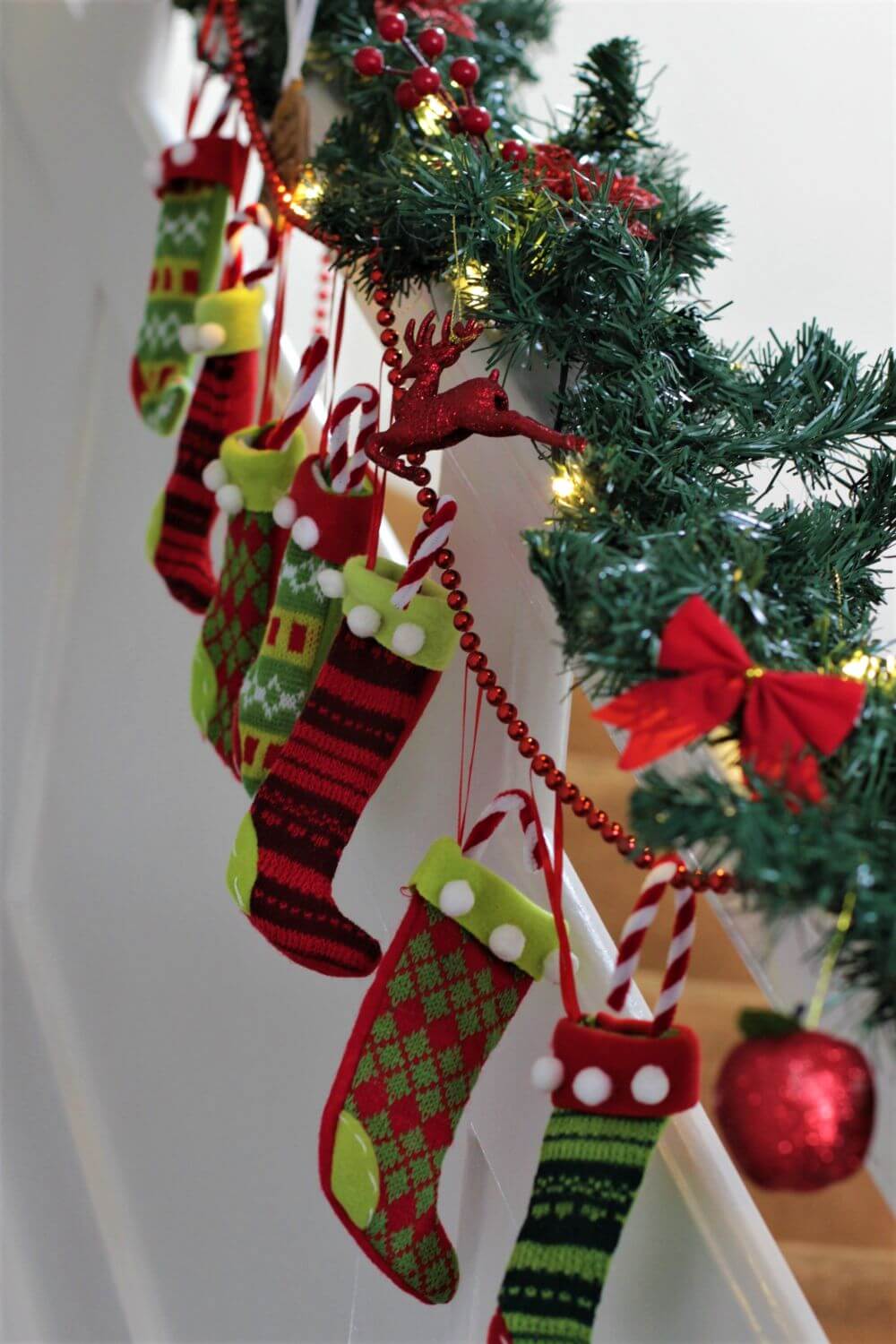 Green & Red Knitted Small Christmas Stocking