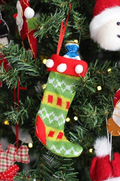 Green, Yellow & Red Knitted Christmas Stocking