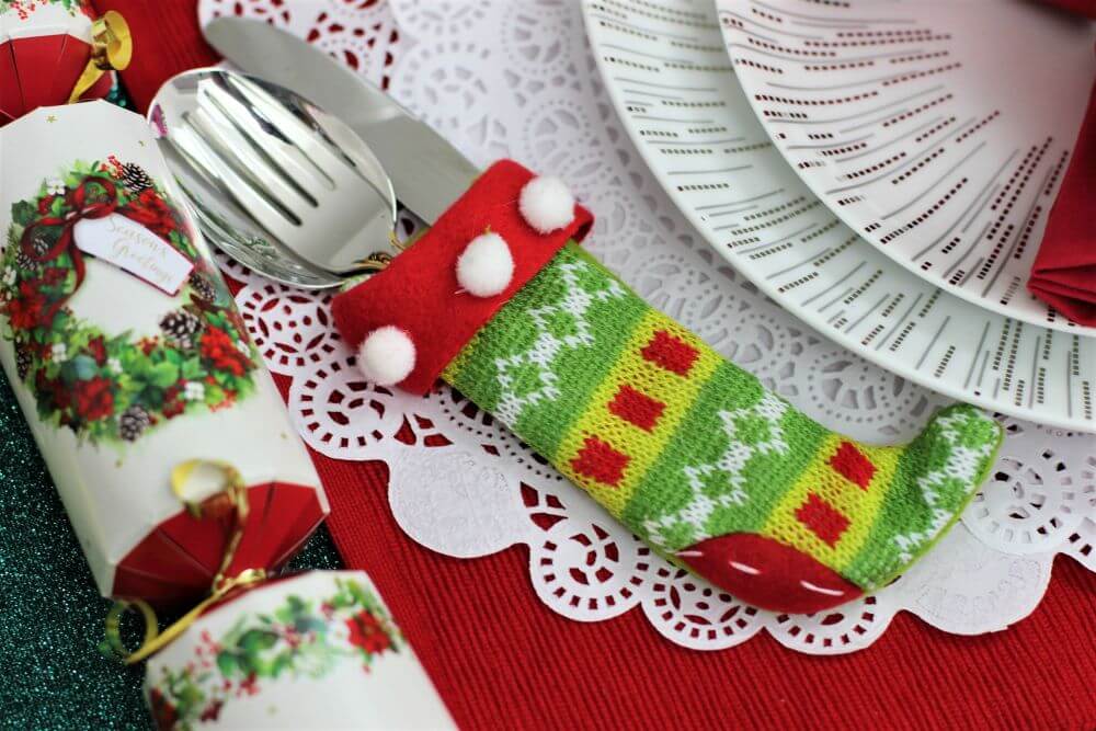 Green, Yellow & Red Knitted Christmas Stocking