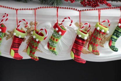 Green & Red Knitted Small Christmas Stocking