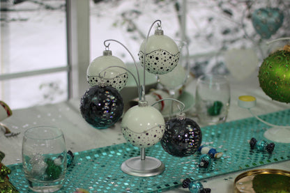 Silver Fountain Bauble Stand With 5 Arms