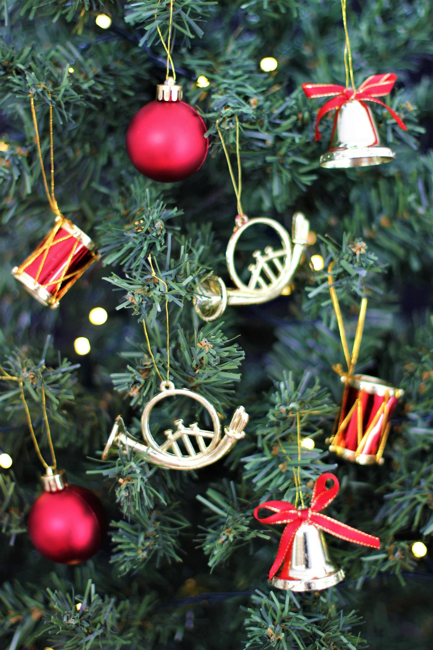 Red & Gold Mini Christmas Ornament Set 9 Pieces