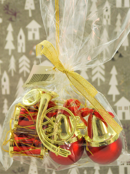 Red & Gold Mini Christmas Ornament Set 9 Pieces