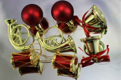 Red & Gold Mini Christmas Ornament Set 9 Pieces