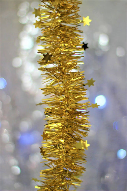 Gold Star Tinsel Garland