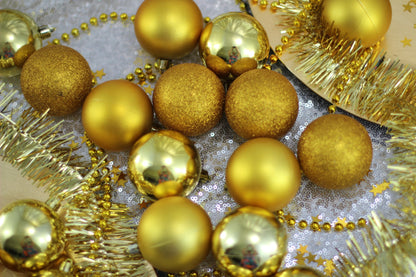 Set of 27 Gold Christmas Baubles