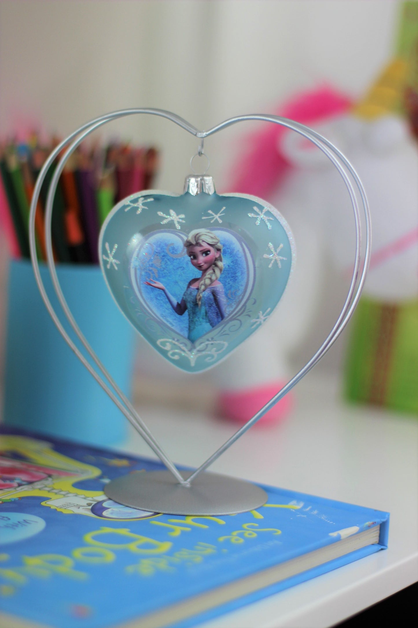 Frozen Elsa Heart-Shaped Glass Christmas Ornament