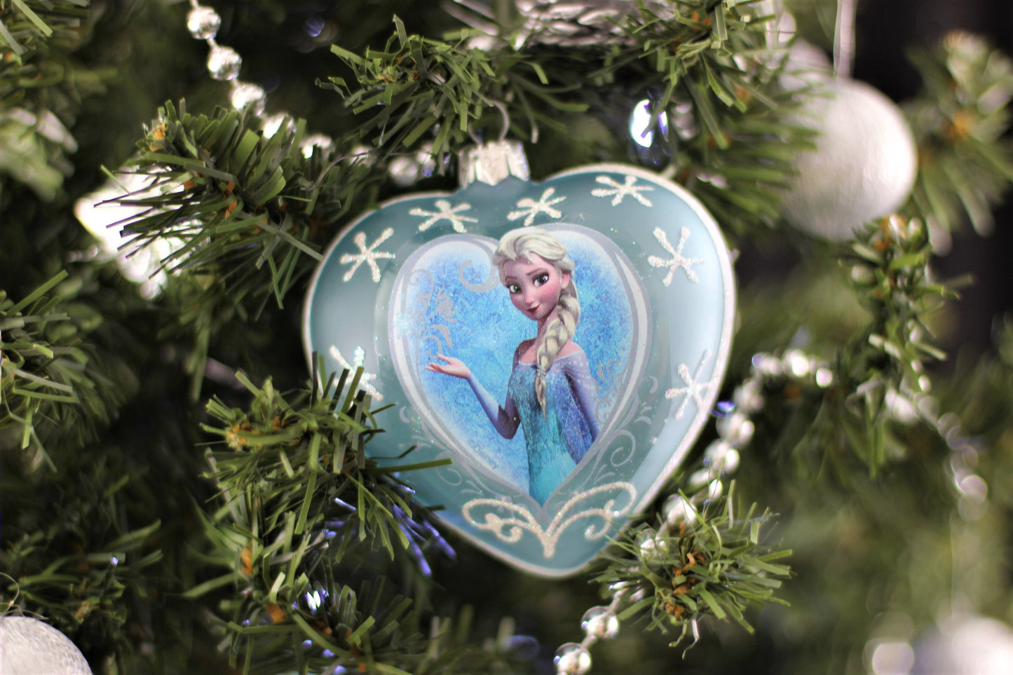 Frozen Elsa Heart-Shaped Glass Christmas Ornament