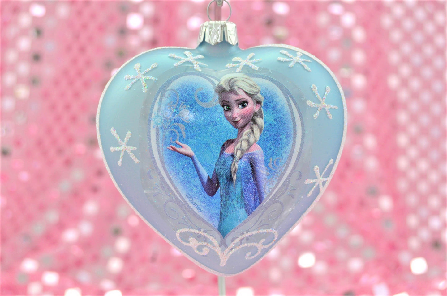 Frozen Elsa Heart-Shaped Glass Christmas Ornament
