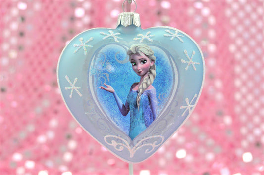 Frozen Elsa Heart-Shaped Glass Christmas Ornament