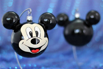 Disney Mickey Mouse Head Glass Christmas Bauble