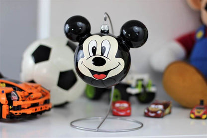 Disney Mickey Mouse Head Glass Christmas Bauble