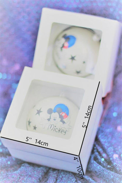 Disney Mickey Mouse Round Christmas Glass Bauble