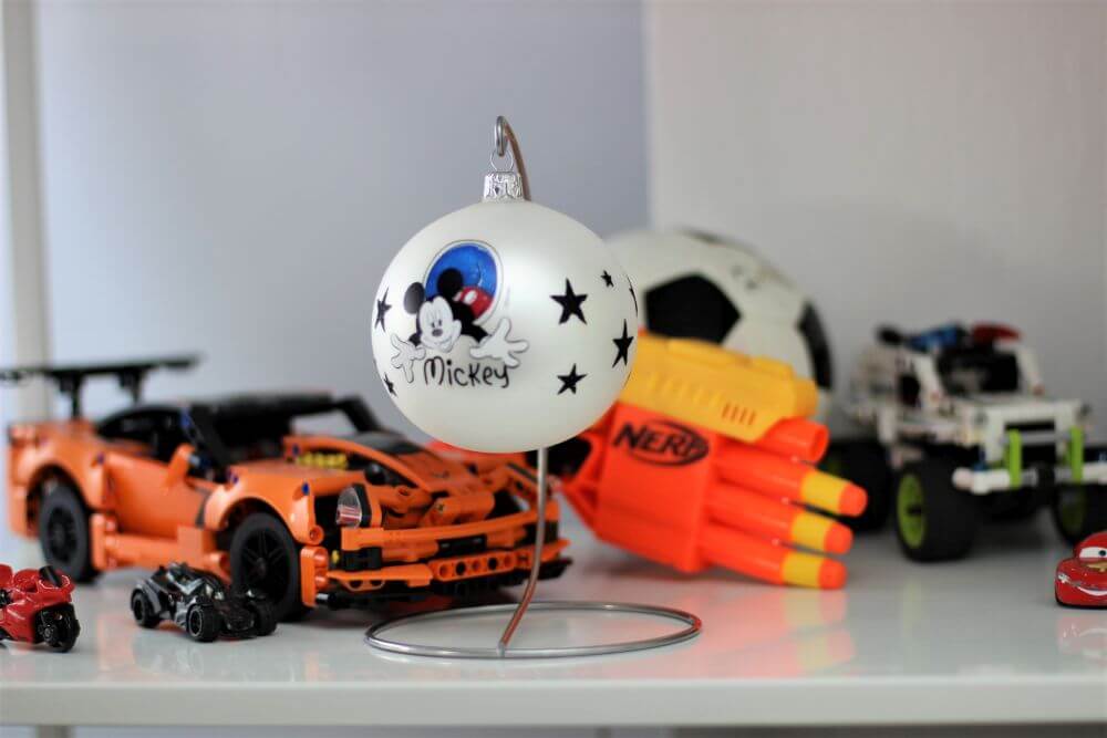 Disney Mickey Mouse Round Christmas Glass Bauble