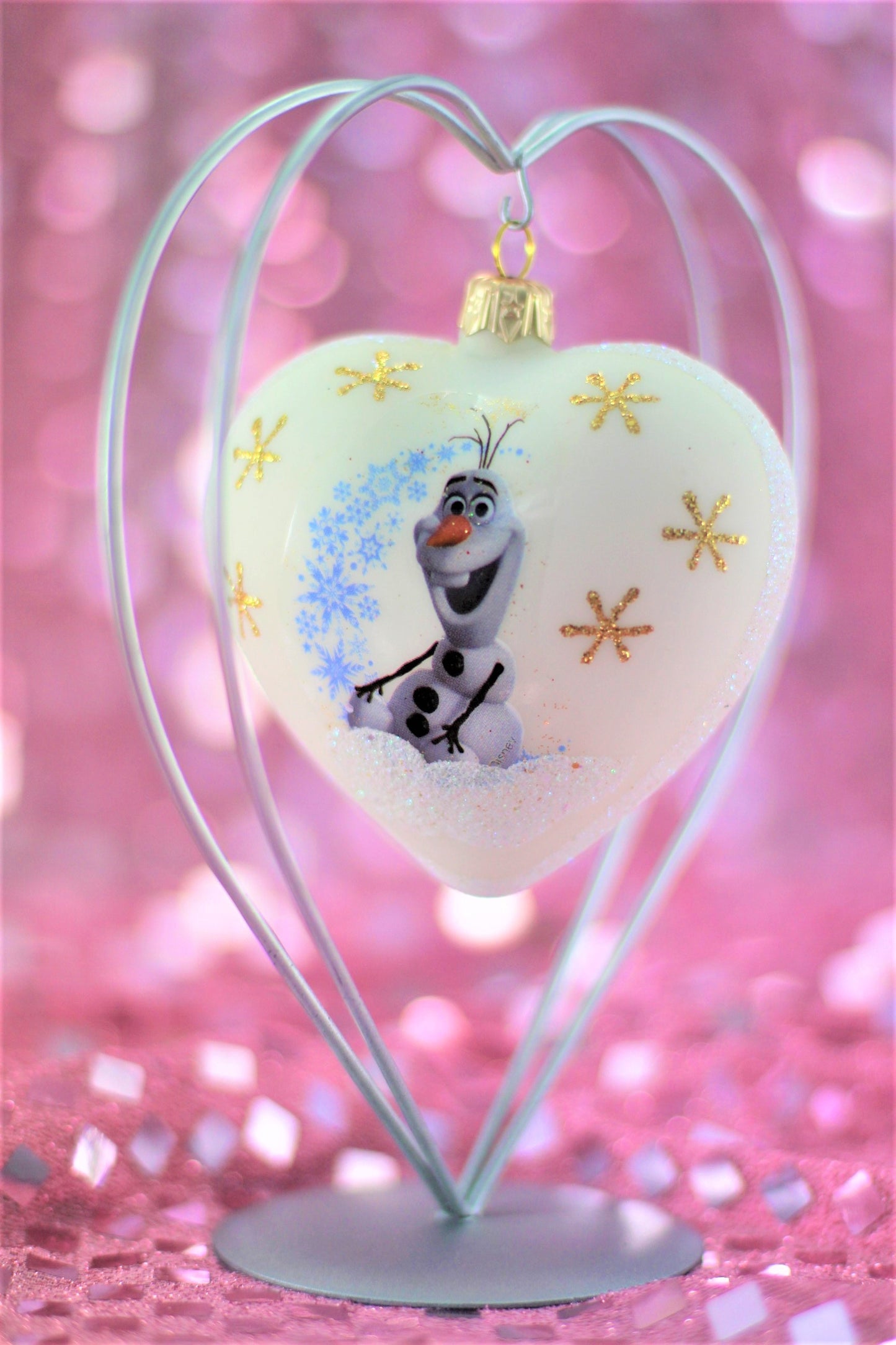 Disney Olaf Heart Glass Christmas Ornament