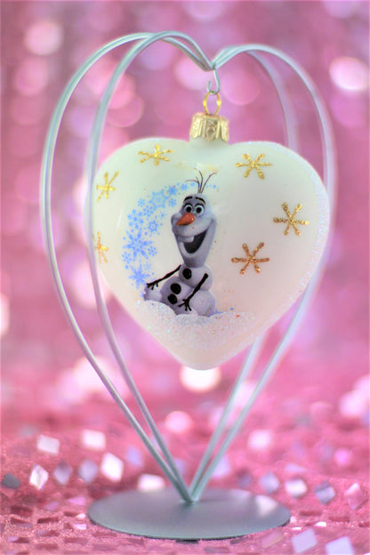 Disney Olaf Heart Glass Christmas Ornament