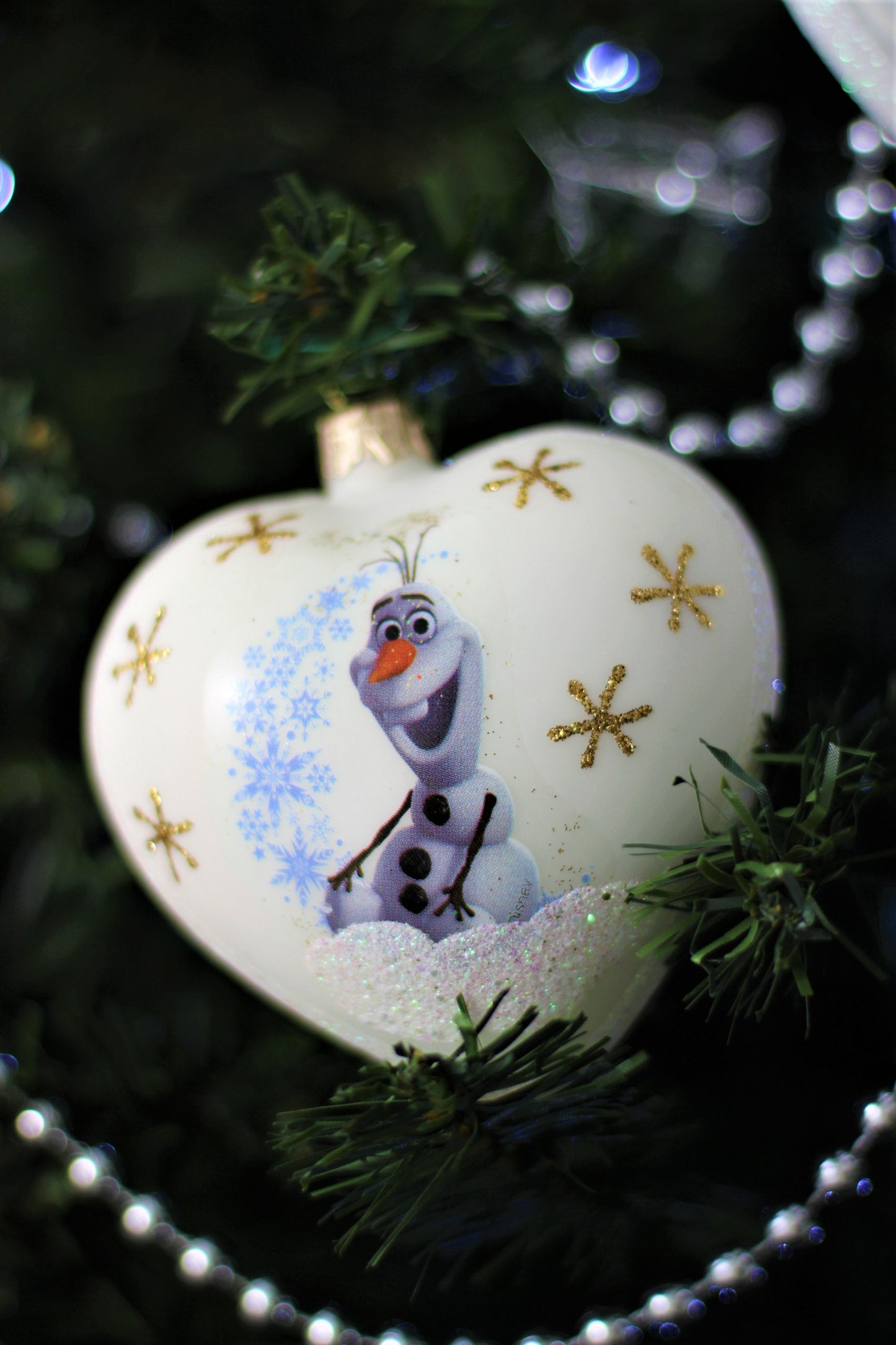 Disney Olaf Heart Glass Christmas Ornament