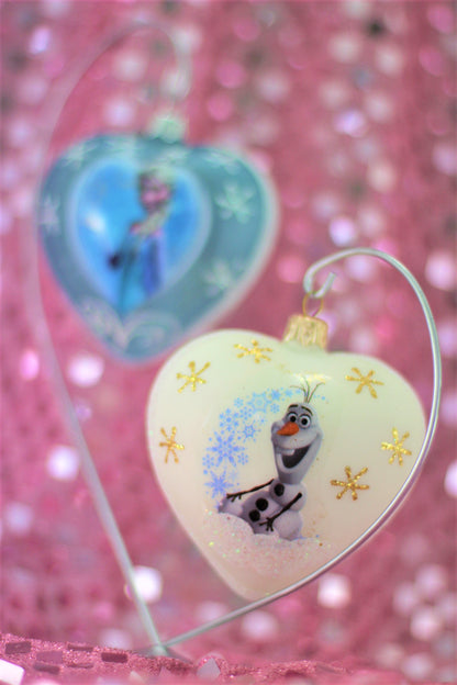 Disney Olaf Heart Glass Christmas Ornament