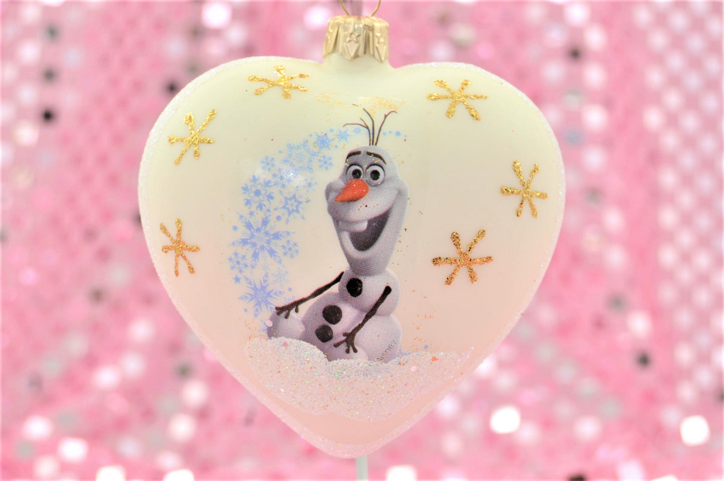 Disney Olaf Heart Glass Christmas Ornament