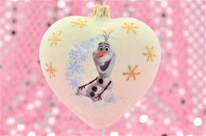 Disney Olaf Heart Glass Christmas Ornament