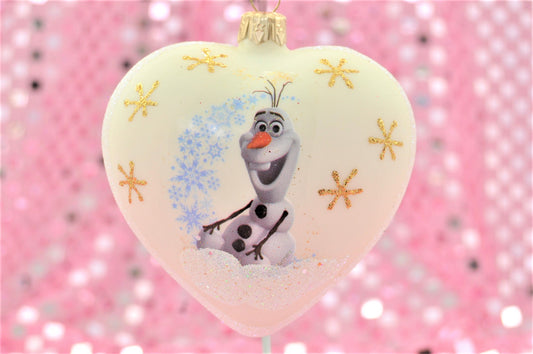 Disney Olaf Heart Glass Christmas Ornament