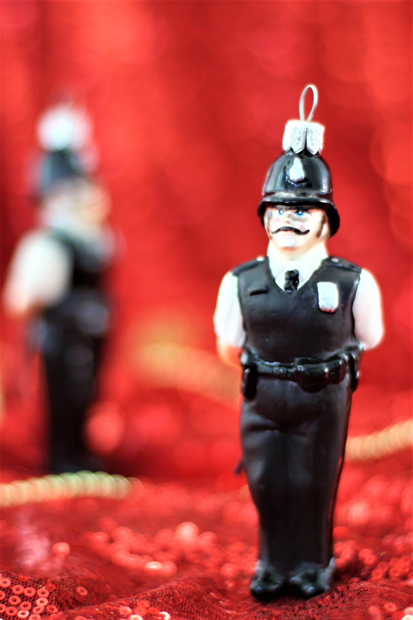 Police Officer  Glass Christmas Ornament