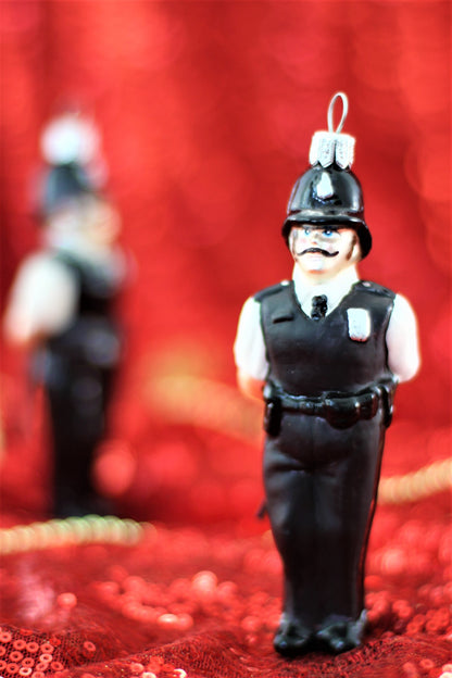 Police Officer  Glass Christmas Ornament