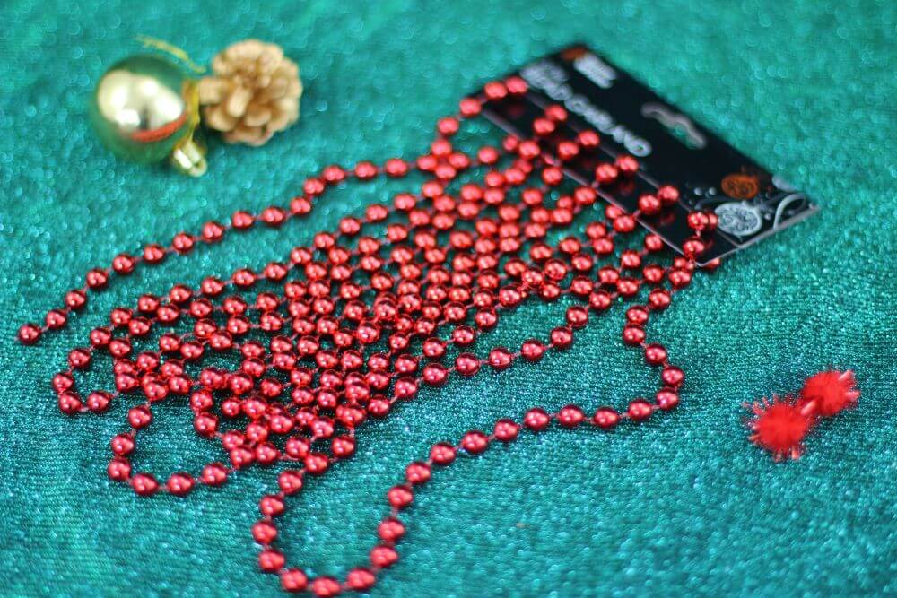 Red Beaded Tinsel Garland