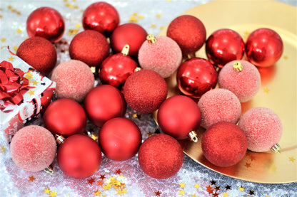 Set of 24 Red Christmas Baubles