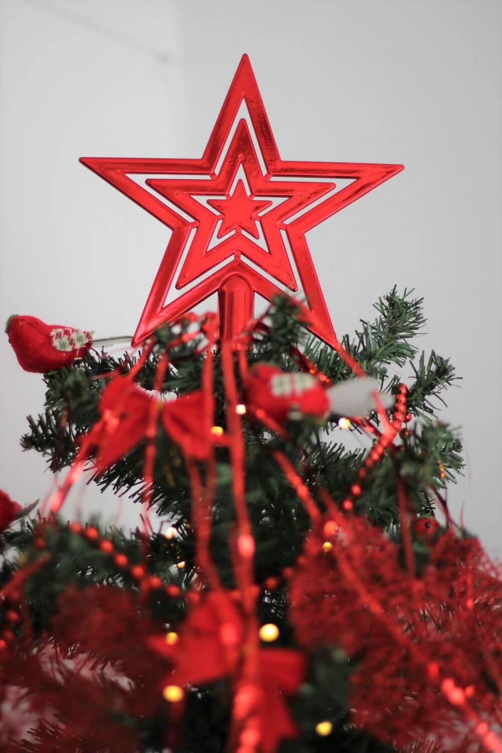 Shiny Red Star Tree Top