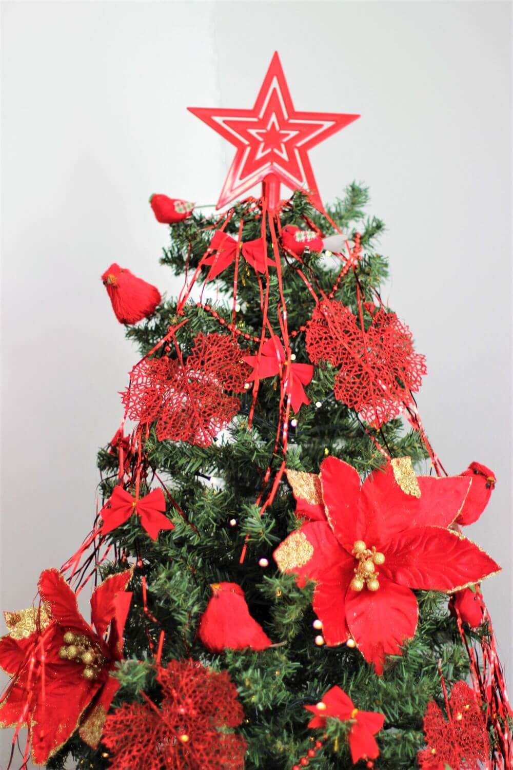 Shiny Red Star Tree Top