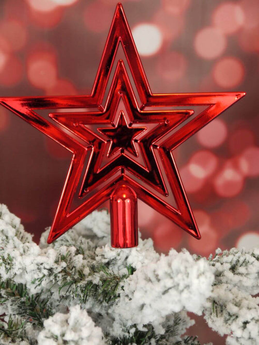 Shiny Red Star Tree Top