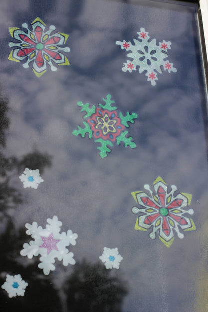 Snowflake Window Sticker White Red Christmas Decoration 19 x 20 cm / 7 x 8”