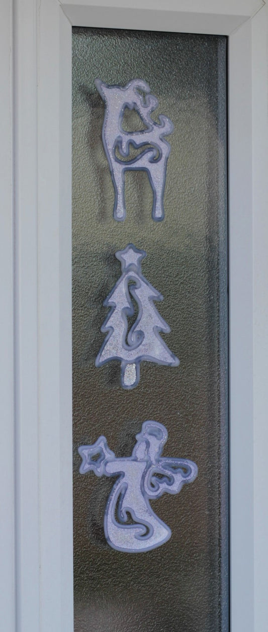 Set Of 3 Silver Glitter Christmas Stickers