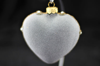 Black Matte Christmas Heart Bauble with Swarovski Crystals – 11cm (4”)