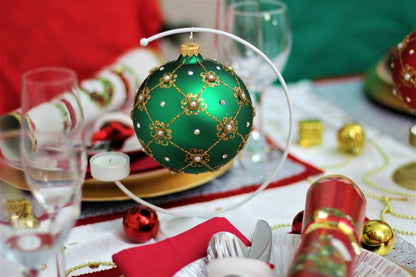 Giant 12cm Green Matt Christmas Bauble with Swarovski Crystals