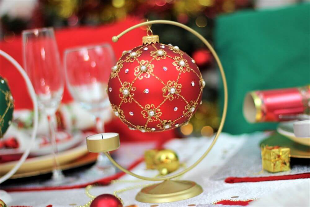 Giant 12cm Red Matt Christmas Bauble with Swarovski Crystals