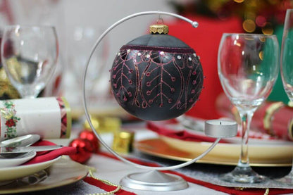 Silver Metal Bauble Display Stand with Tee Light Holder