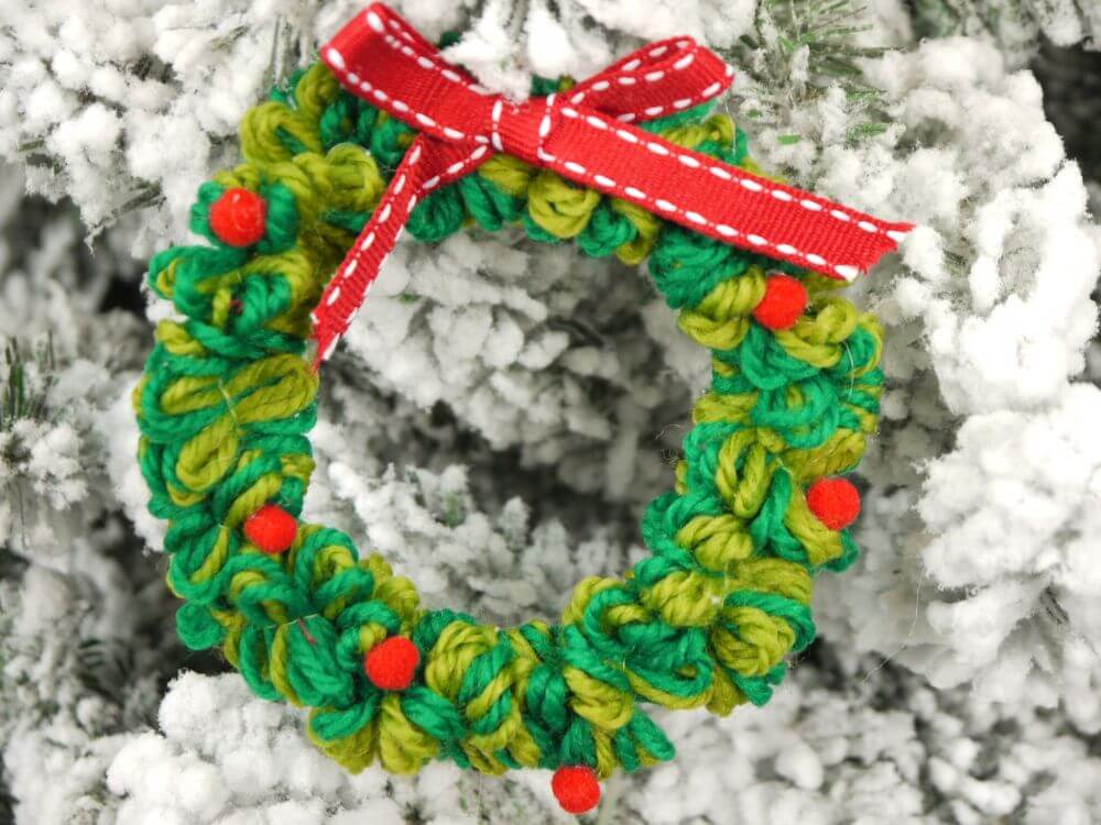 Handmade Woolen Christmas Wreath Hanging Ornament