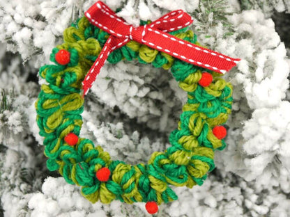 Handmade Woolen Christmas Wreath Hanging Ornament